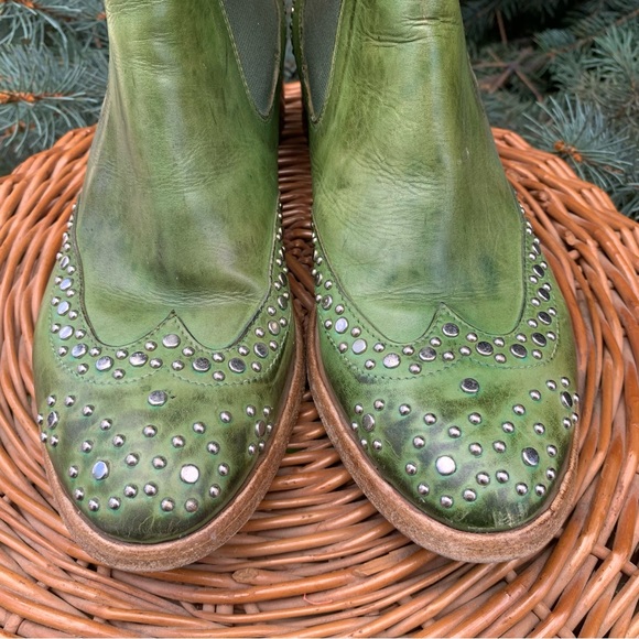 Handmade Rare Made in Italy Green Cowboy Booties -La Bottega di Lisa - size 38.5 - Picture 3 of 7